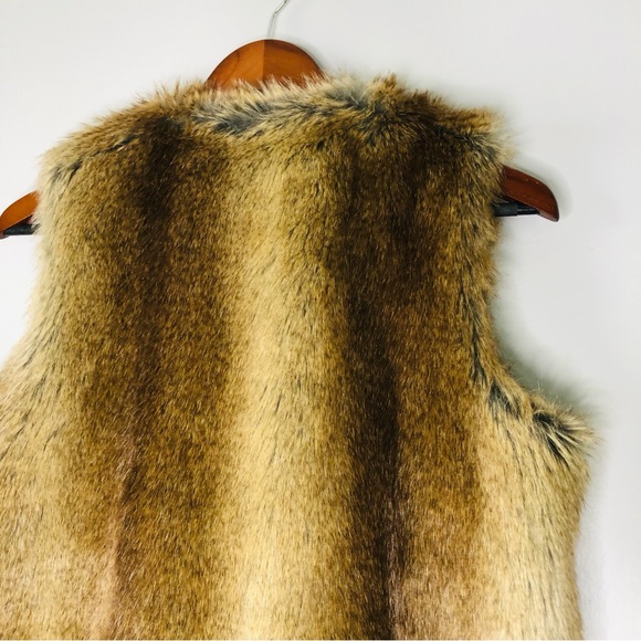 ZARA Trafaluc Outerwear Brown Faux Fur Vest Size S Mid-Length Jacket Sleeveless - Picture 5 of 8